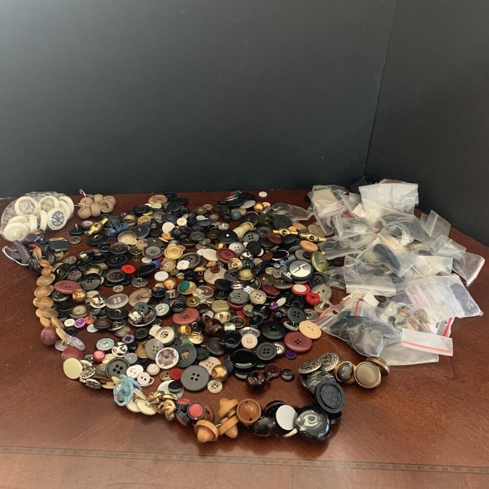 Button Lot from Grandmas Junk Draw Vintage and Modern Buttons - Crafting, Sewing